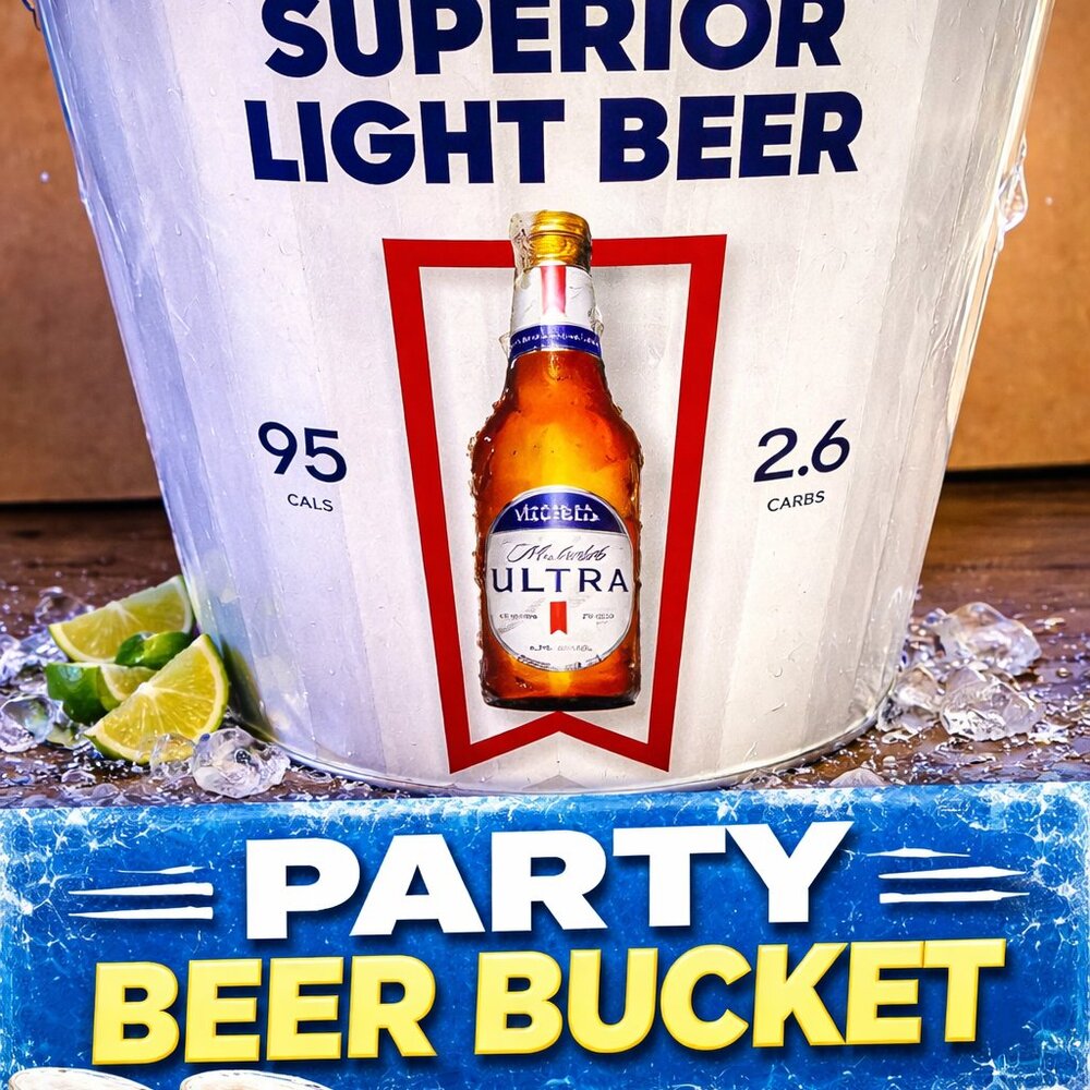 Michelob Ultra Galvanized Steel Ice Bucket with Handle – Iconic Design & ULTRA R